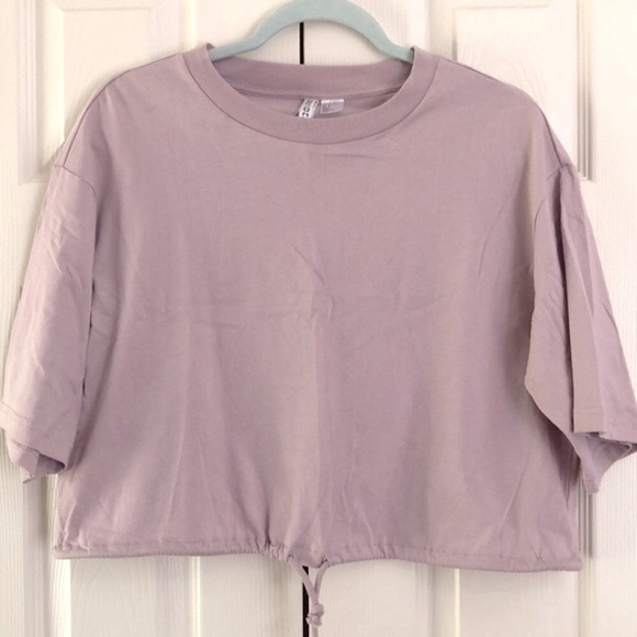 H&M Tops - H&M Cropped T-Shirt Cotton Drawstring-Bottom Dusty Rose Size Small NWT